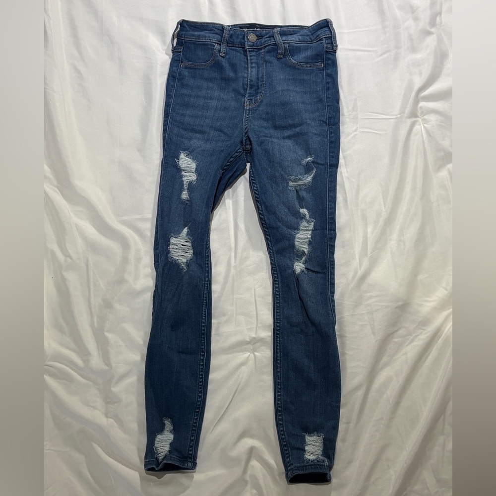 2016 Hollister distressed high rise super skinny jeans leggings, super stretchy